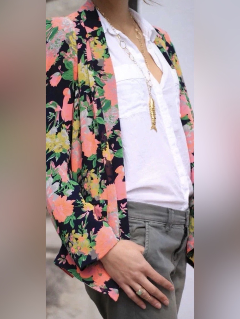 Anthropologie Cartonnier Women’s Colorful floral Jacket Blazer Size L